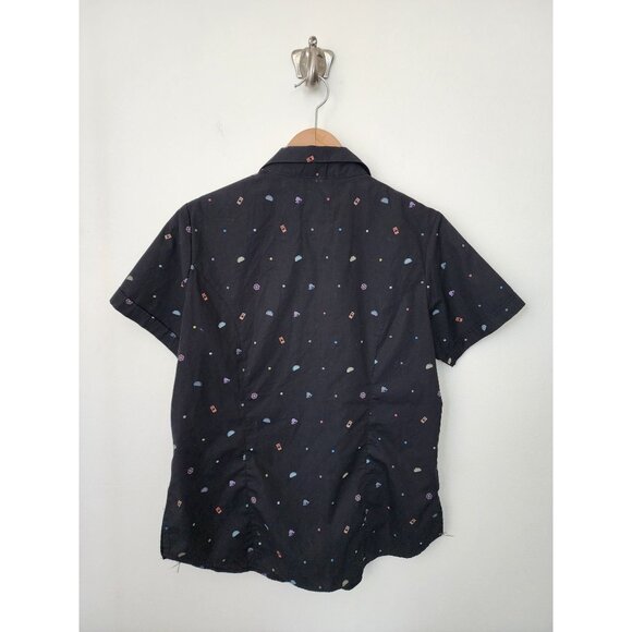 Taco Bell black multicolor mini logo print manager uniform shirt M - Picture 3 of 5